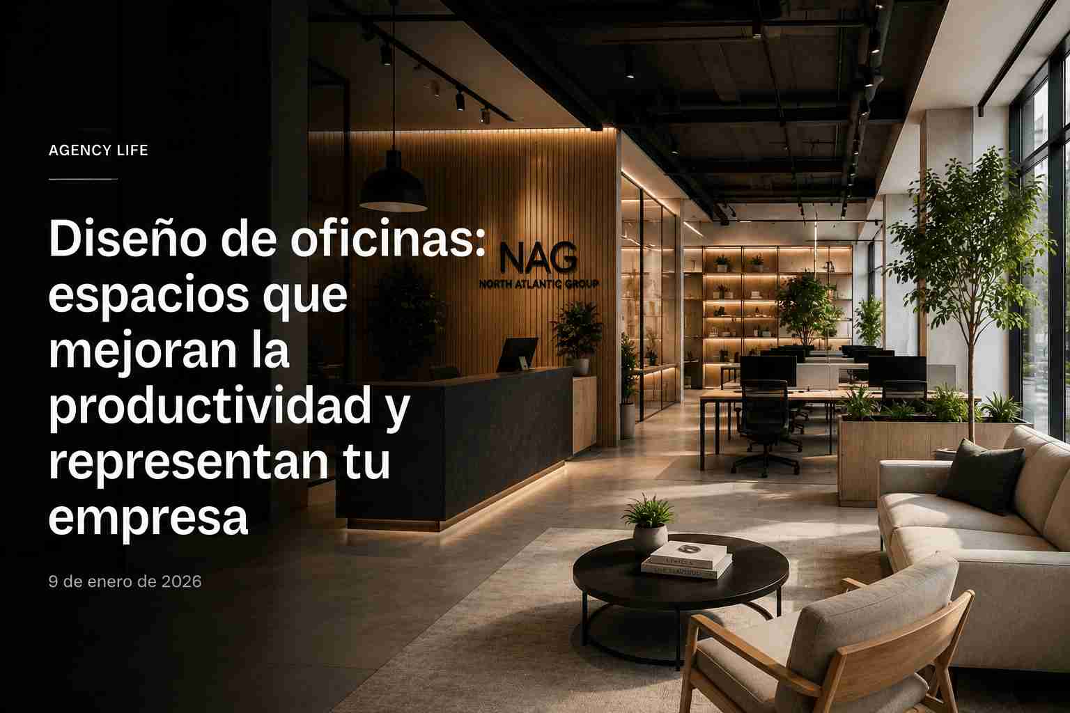 Oficina moderna diseñada para mejorar la productividad y representar la identidad de empresa